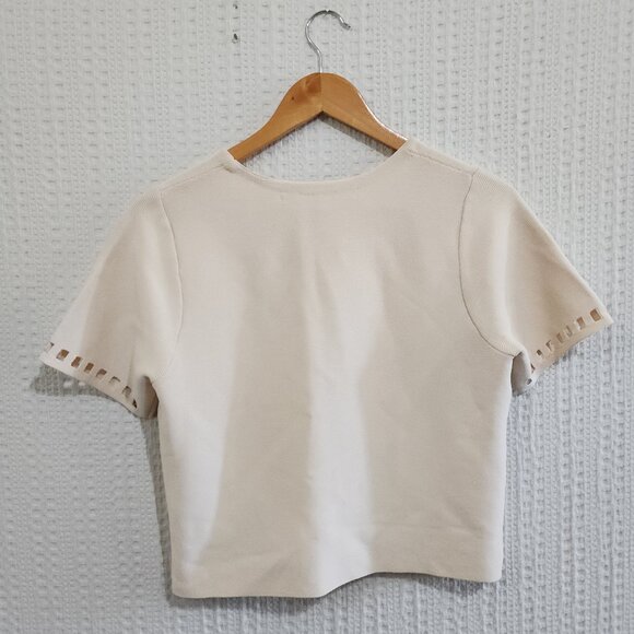 Rachel Roy Women's Triangles & Rectangles Crop Top Blouse Off-White Size Large - Picture 3 of 14